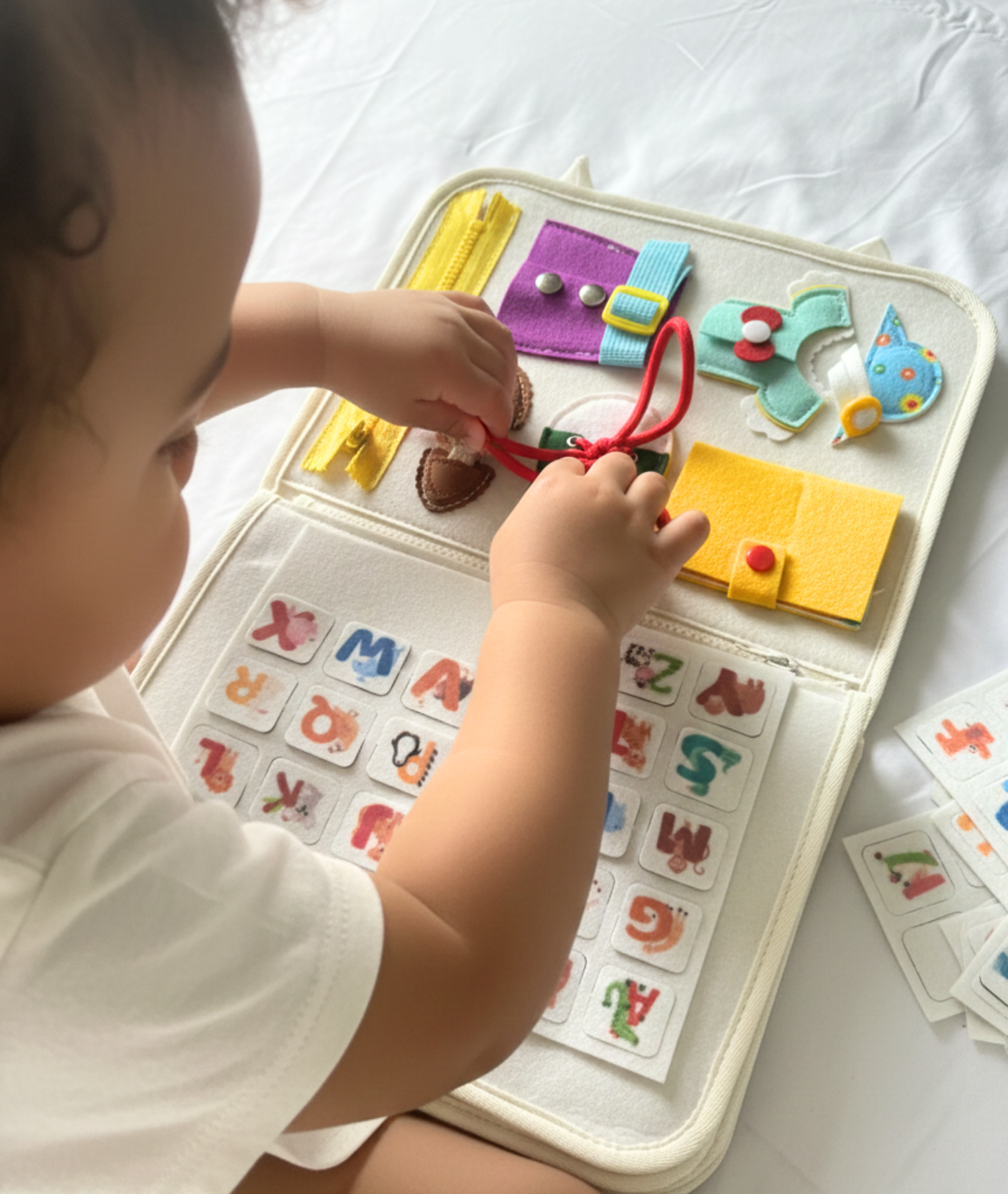 Busy Board for Toddlers – Montessori Sensory Toy, Quiet Book for Travel