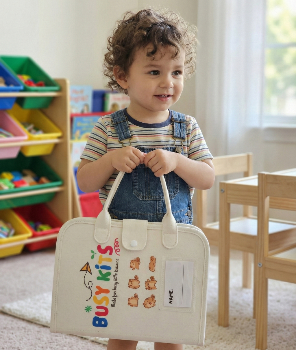 Busy Board for Toddlers – Montessori Sensory Toy, Quiet Book for Travel