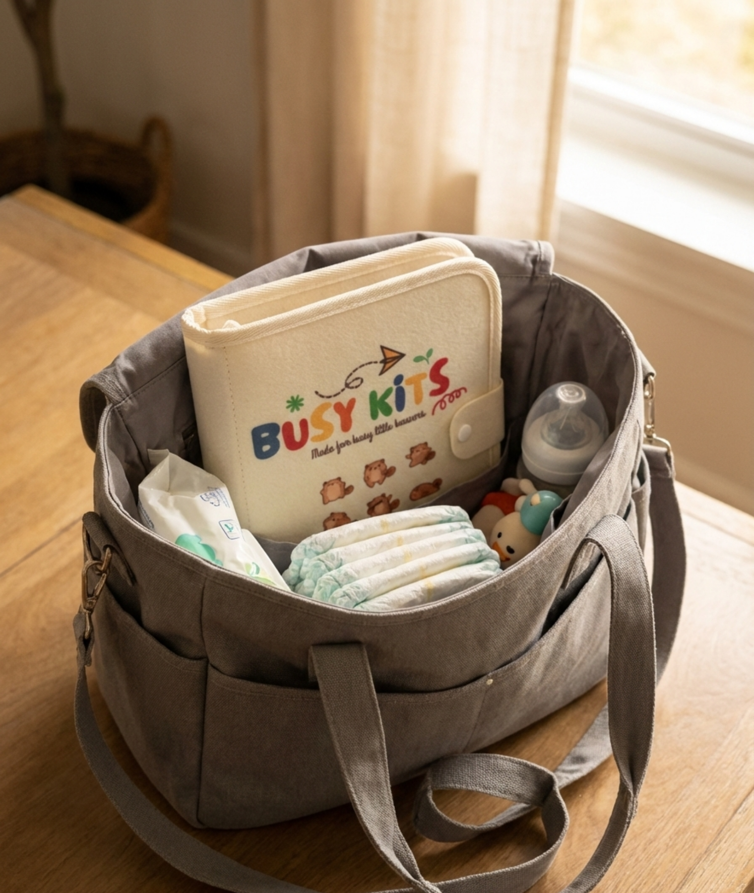 Busy Board for Toddlers – Montessori Sensory Toy, Quiet Book for Travel