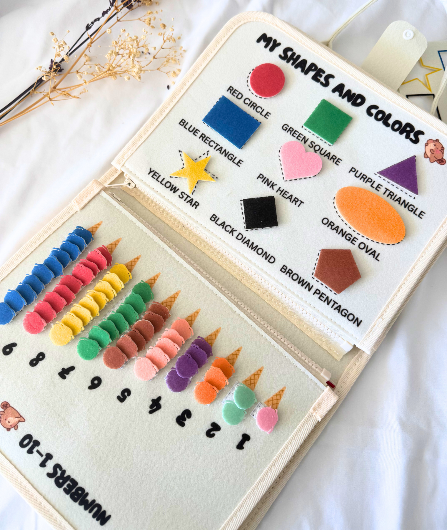 Busy Board for Toddlers – Montessori Sensory Toy, Quiet Book for Travel