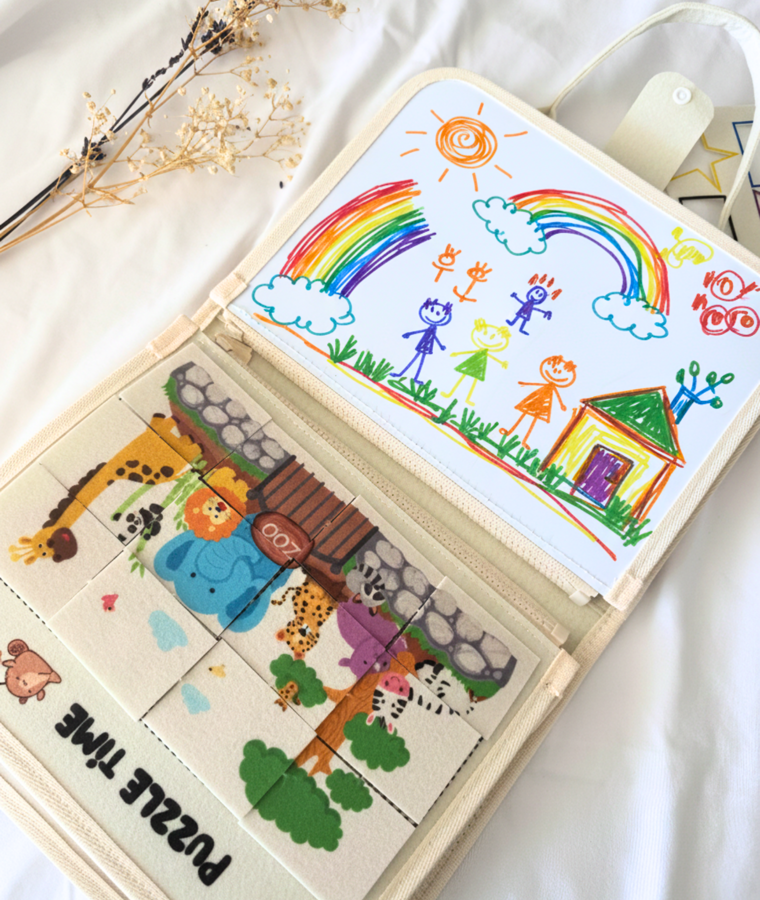 Busy Board for Toddlers – Montessori Sensory Toy, Quiet Book for Travel