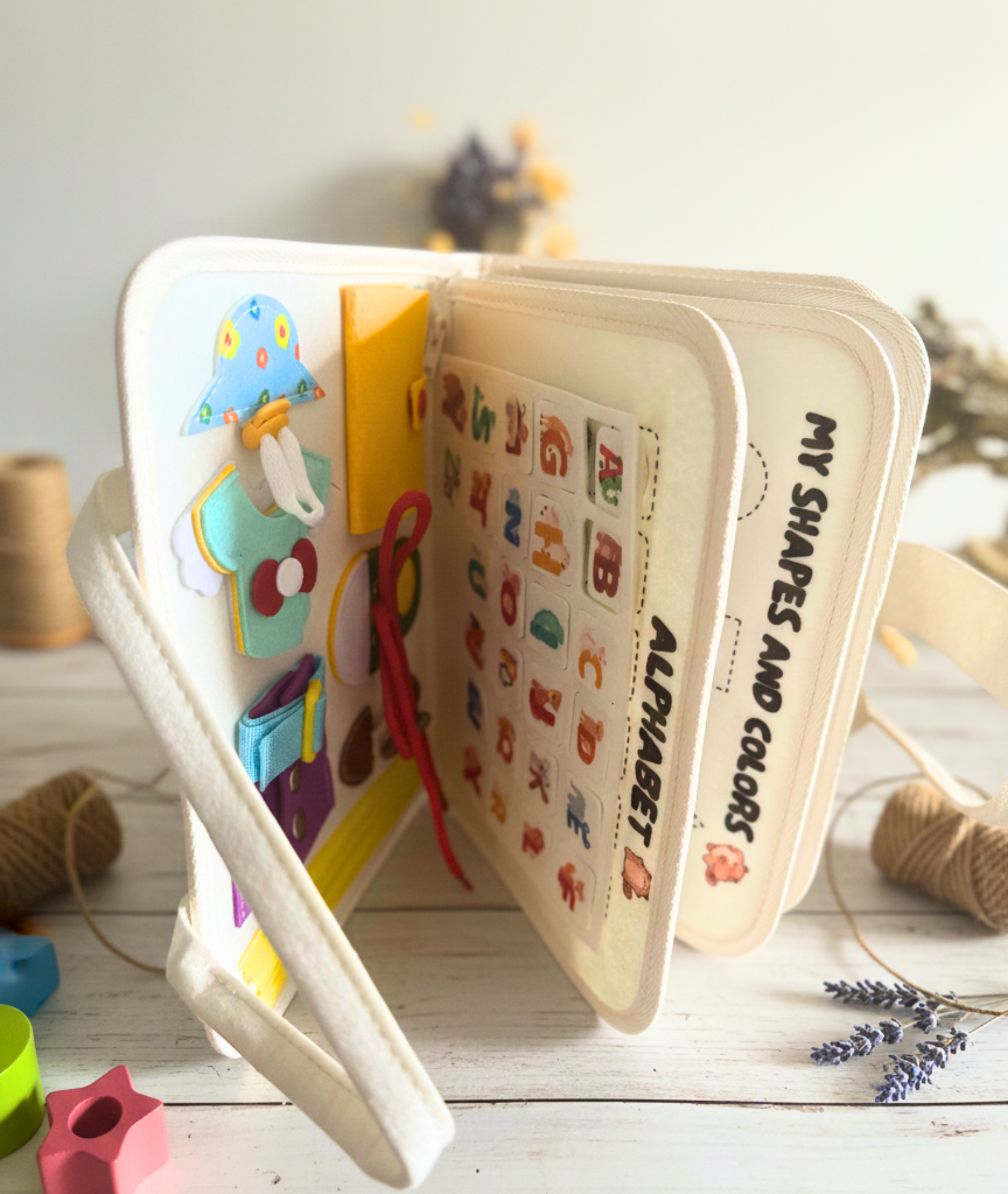 Busy Board for Toddlers – Montessori Sensory Toy, Quiet Book for Travel